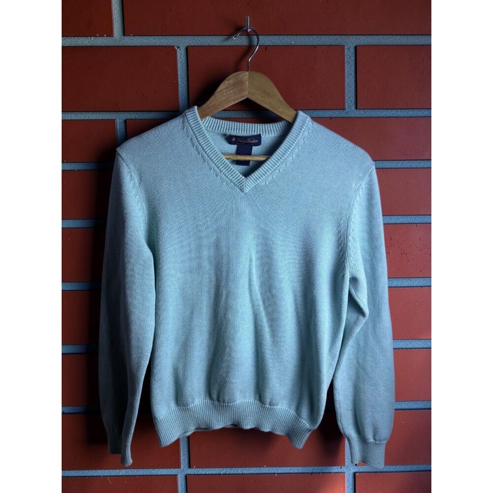 Brooks Brothers Supima Cotton V Neck Sweater Men's Small Light Blue